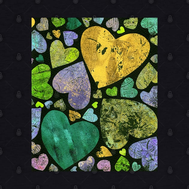 Hearty heart (golden yellow on black) by Once in a Kiwi Blue Moon